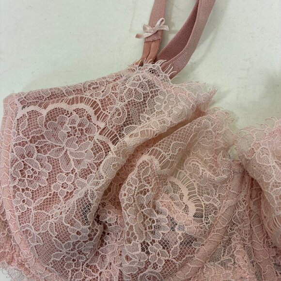 Victoria’s Secret Push-up Floral Lace Bra Cherry Blossom Pink 32DDD Coquette - Picture 3 of 8